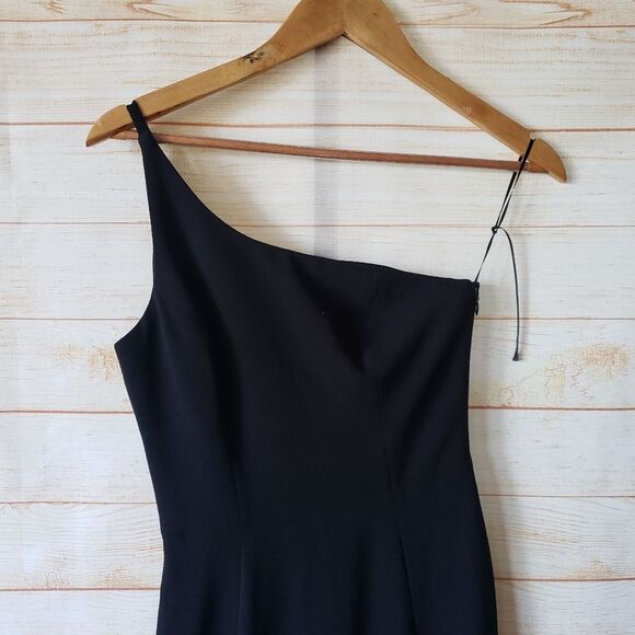 Dress The Population Amy One-Shoulder Maxi Gown Wedding Prom Cocktail Black Dres - Picture 7 of 13